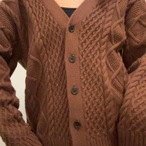 Aritzia Chocolate Cable Knit Cardigan
